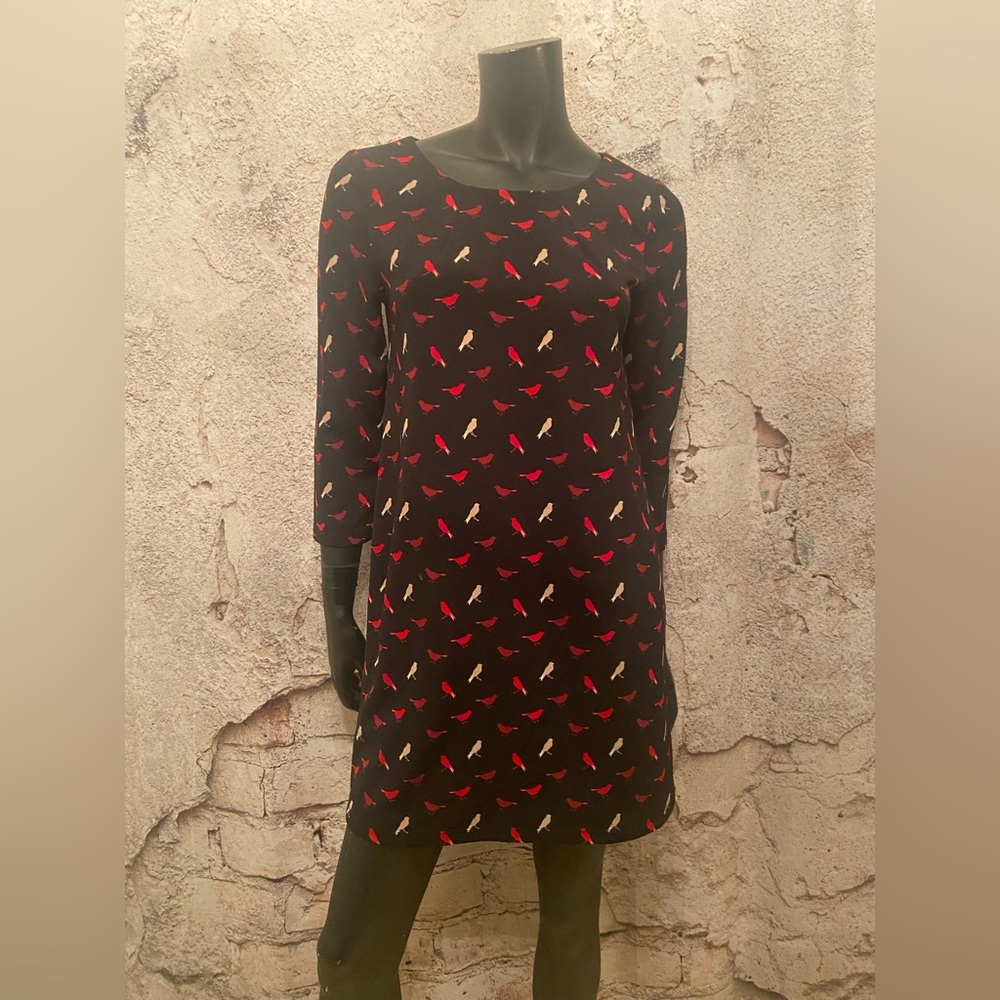 Vivienne Tam Black Bird 3/4 Sleeve Mini Dress